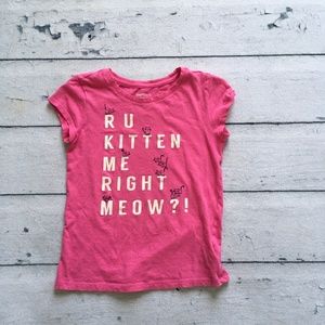 Used pink GapKids "R U Kitten me right meow?!" cat shirt girls graphic tee Large